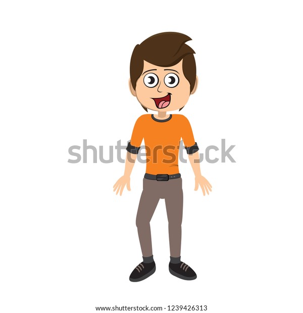 Happy Boy Walking Forward Cartoon Character Stock Vector Royalty Free