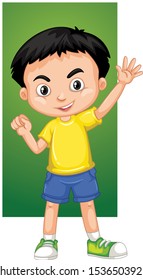 Happy Boy Waving Hand Illustration