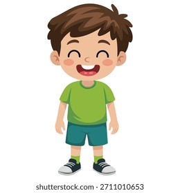 Ilustración vectorial de las manos del muchacho feliz que agita aislada en el fondo blanco