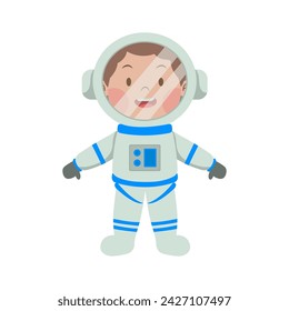 Happy Boy wear astronaut suit costume spacesuit toddler explore universe imagination cute illustration