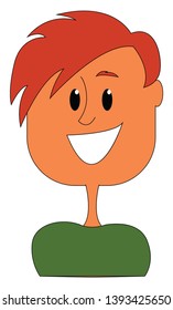 A happy boy wearing green sweater to beat the cold vector color drawing or illustration