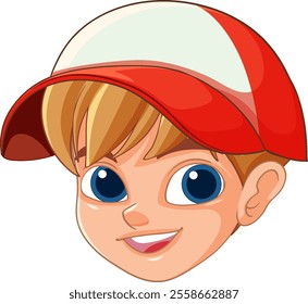 Happy boy wearing a red cap