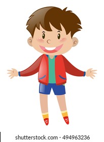 Happy boy wearing red jacket illustration