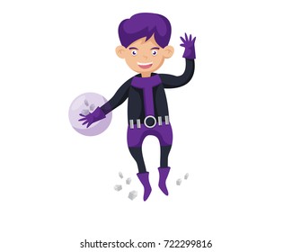 Happy Boy Wearing A Superhero Costume In Isolated Background Cartoon Illustration