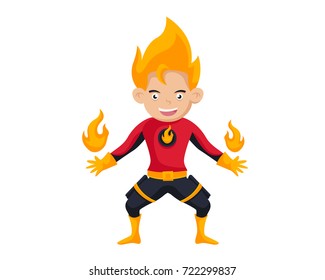 Happy Boy Wearing A Superhero Costume In Isolated Background Cartoon Illustration