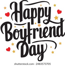 Happy Boyfriend Day Word Text Typography Design Logo icon