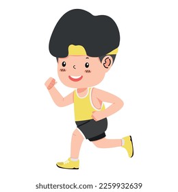 happy boyl jogging a marathon race