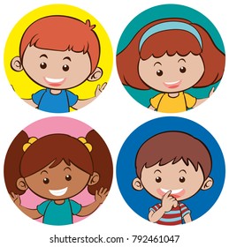 Happy boys and girls with big smile illustration