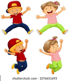 Happy Boys on White Background illustration