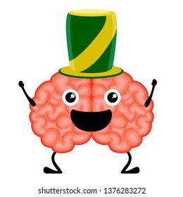 Happy brain cartoon with a hat. Vector illustration design