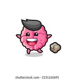 the happy brain cartoon with running pose , cute style design for t shirt, sticker, logo element