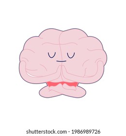 Happy Brain Meditate. Modern Flat Vector Illustration. Train Your Brain. Social Media Template.