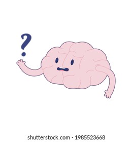 Happy Brain Show on Question Mark. Modern Flat Vector Illustration. Train Your Brain. Social Media Template.