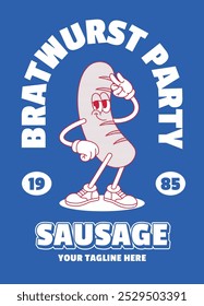 Happy Bratwurst Mascot Character Shirt Design