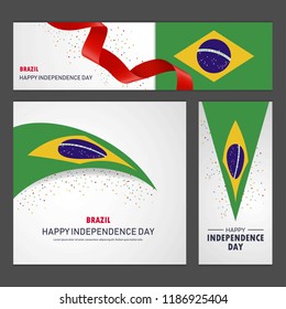 Happy Brazil independence day Banner and Background Set