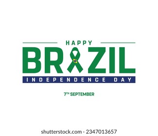 Happy Brazil Independence Day, Brazil Independence day, Brazil, Brazil Flag Ribbon, 7th September, 7 September, National Day, Independence day, Ribbon Flag, Ribbon Typographic design Typography Vector
