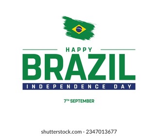 Happy Brazil Independence day, Brazil Independence day, Brazil, Brazil Flag, 7th September, 7 September, National Day, Independence day, Brush style Flag Typographic design Typography Vector Eps Icon