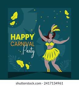 Happy Brazilian Carnival Dance Party Social Media Post Illustration
