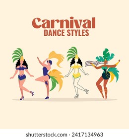 Happy Brazilian Carnival Dance Party Social Media Post Illustration