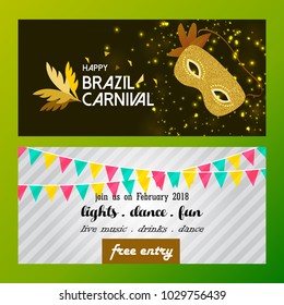Happy Brazilian Carnival Day. brown and white carnival banners with typography, elements and sample text