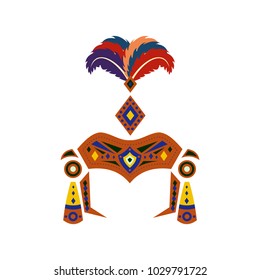 Happy Brazilian Carnival Day. New Stylish Brazilian Carnival Mask on white background