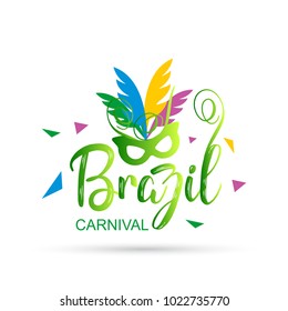 happy brazilian carnival festival. new creative carnival typography in green color on white background