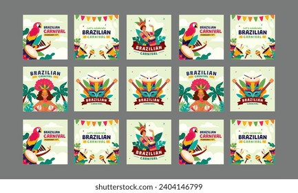 happy brazilian carnival vector flat design