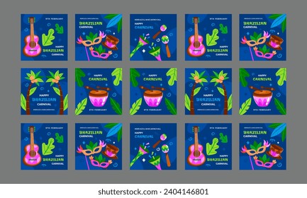happy brazilian carnival vector flat design