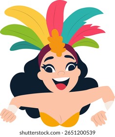 Feliz Ilustração Brasileira de Carnaval, feliz dançarina de Carnaval do Rio