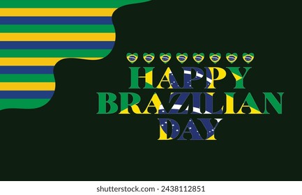 Happy Brazilian Day amazing text with flag design