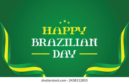 Happy Brazilian Day amazing text with flag design