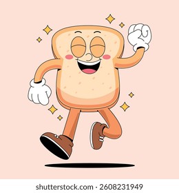 Happy Bread Cartoon Mascot illustration