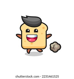 the happy bread cartoon with running pose , cute style design for t shirt, sticker, logo element