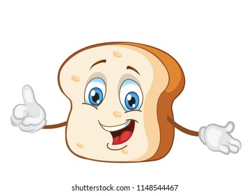 happy bread character cartoon.vector illustration