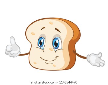 happy bread character cartoon.vector illustration