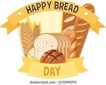 Happy Bread Day 16 October Logo Design illustration