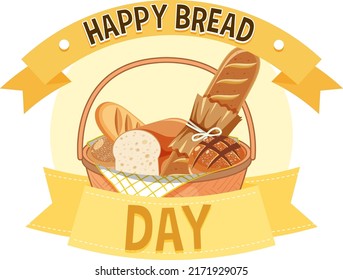 Happy Bread Day 16 October Logo Design illustration