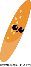 Happy bread, illustration, vector on white background.