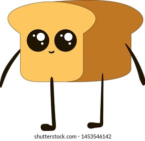 Happy bread loaf, illustration, vector on white background.