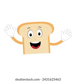 Happy Bread Slice Cartoon Mascot Character, Funny Sandwich Cartoon Vintage Bread Character Retro Style Bread Logo Vector Illustration 60s 70s Bread Retro Style