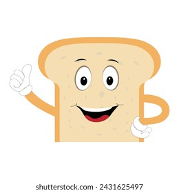 Personaje de mascota de dibujos animados de rebanada de pan feliz, divertido sándwich de dibujos animados de pan vintage personaje de estilo retro pan logotipo Ilustración vectorial 60 años 70 pan estilo retro