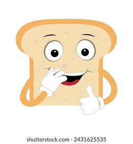 Happy Bread Slice Cartoon Mascot Character, Funny Sandwich Cartoon Vintage Bread Character Retro Style Bread Logo Vector Illustration 60s 70s Bread Retro Style
