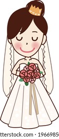 Happy bride with a bouquet