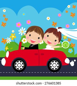 Happy bride and groom