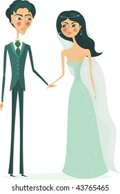 happy bride and groom