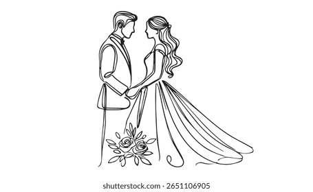 Feliz Noiva e noivo caminhando juntos após a cerimônia de casamento