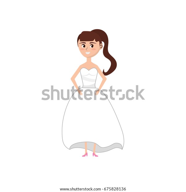 Happy Bride Hairstyle Elegant Gown Stock Vector Royalty