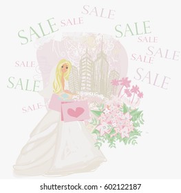 Happy bride shopping - card