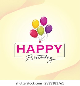 happy brithday celebration wish typography design template