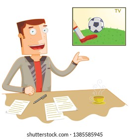happy broadcast news soccer presenter